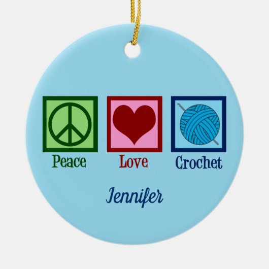 Peace Love Crochet Cute Monogram Crocheter Keramisch Ornament (Voorkant)