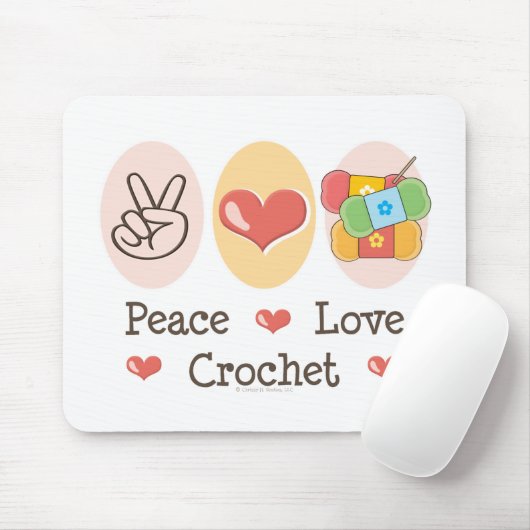 Peace Love Crochet Muismat (Met muis)