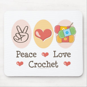 Peace Love Crochet Muismat