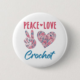 Peace Love Crochet Ronde Button 5,7 Cm