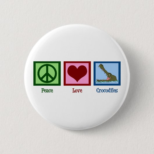 Peace Love Crocodiles Ronde Button 5,7 Cm (Voorkant)