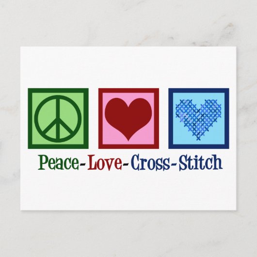 Peace Love Cross Stitch Briefkaart (Voorkant)