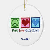 Peace Love Cross Stitch Cute Personalized Keramisch Ornament (Links)