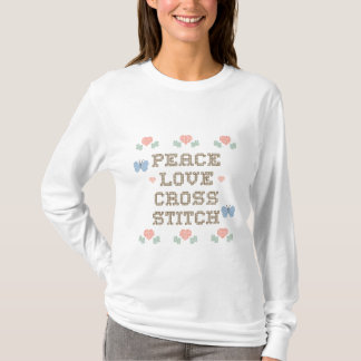 Peace Love Cross Stitch Long-hoeve T-shirt