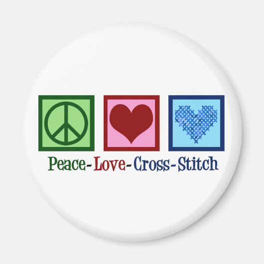 Peace Love Cross Stitch Magneet (Voorkant)