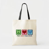 Peace Love Cross Stitch Tote Bag (Voorkant)