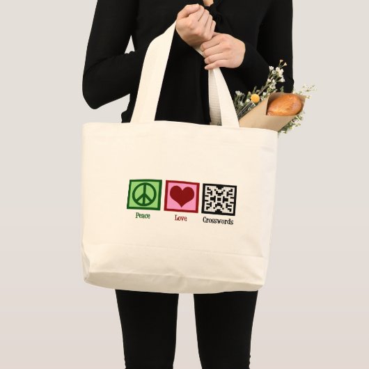 Peace Love Crosswords Grote Tote Bag (Voorkant (product))