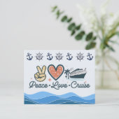 Peace Love Cruise Ansichtkaart Briefkaart (Staand voorkant)