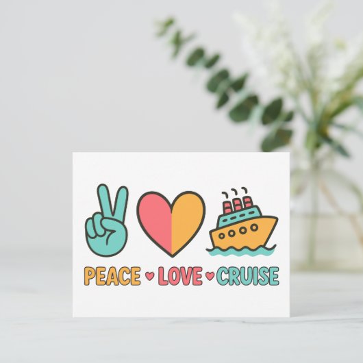 Peace Love Cruise Vakantie Briefkaart (Staand voorkant)