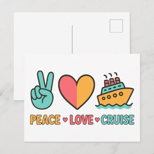 Peace Love Cruise Vakantie Briefkaart (Voorkant / Achterkant)
