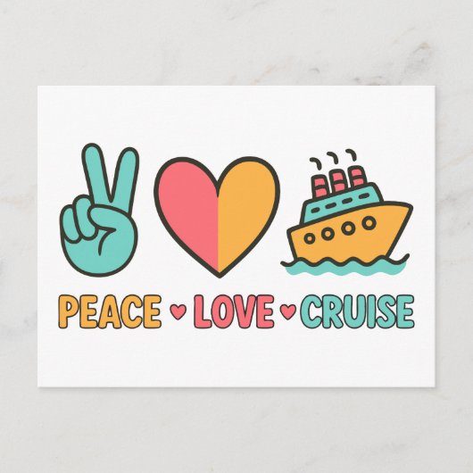 Peace Love Cruise Vakantie Briefkaart (Voorkant)
