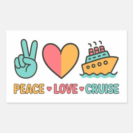 Peace Love Cruise Vakantie Rechthoekige Sticker (Voorkant)