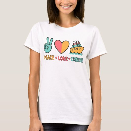 Peace Love Cruise Vakantie T-shirt (Voorkant)