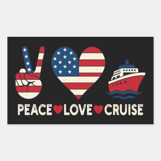 Peace Love Cruise Verenigde Staten Vakantie Vibes Rechthoekige Sticker (Voorkant)