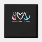 Peace Love Cruising Ship Floating Ocean Tie Dye Magneet (Voorkant)