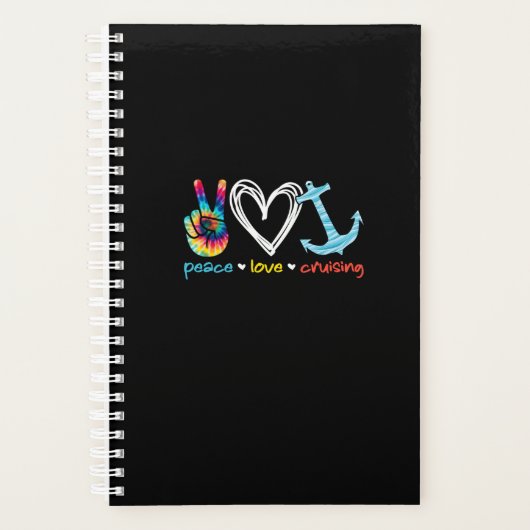 Peace Love Cruising Ship Floating Ocean Tie Dye Planner (Voorkant)