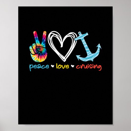 Peace Love Cruising Ship Floating Ocean Tie Dye Poster (Voorkant)