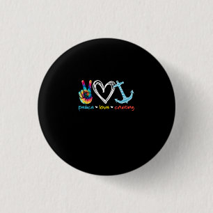 Peace Love Cruising Ship Floating Ocean Tie Dye Ronde Button 3,2 Cm
