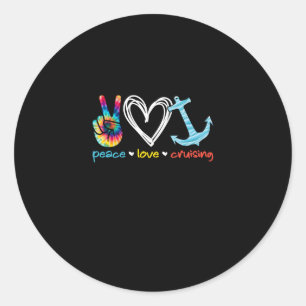 Peace Love Cruising Ship Floating Ocean Tie Dye Ronde Sticker