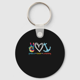 Peace Love Cruising Ship Floating Ocean Tie Dye Sleutelhanger