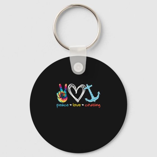 Peace Love Cruising Ship Floating Ocean Tie Dye Sleutelhanger (Voorkant)