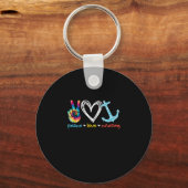 Peace Love Cruising Ship Floating Ocean Tie Dye Sleutelhanger (Voorkant)