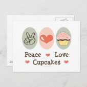 Peace Love Cupcakes Briefkaart (Voorkant / Achterkant)