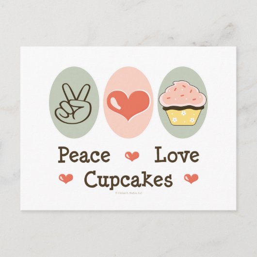Peace Love Cupcakes Briefkaart (Voorkant)