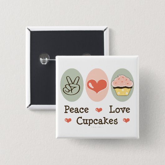 Peace Love Cupcakes Button (Voorkant /achterkant)
