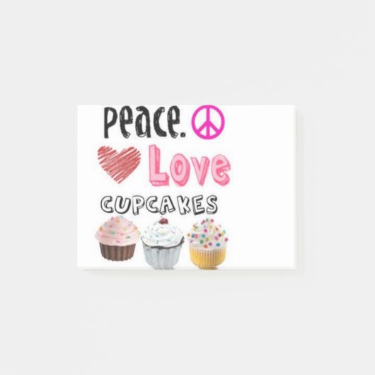 Peace Love Cupcakes cake-ontwerp Post-it® Notes (Voorkant)