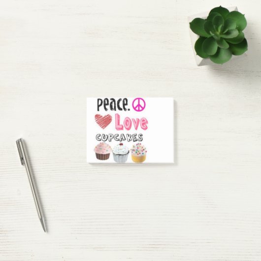 Peace Love Cupcakes cake-ontwerp Post-it® Notes (Kantoor)