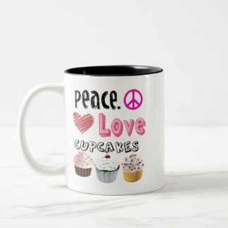 Peace Love Cupcakes cake-ontwerp Tweekleurige Koffiemok