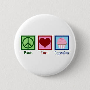 Peace Love Cupcakes Cute Baker Ronde Button 5,7 Cm