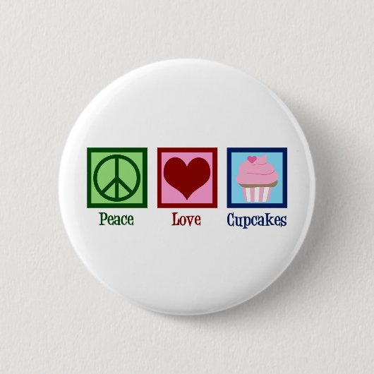 Peace Love Cupcakes Cute Baker Ronde Button 5,7 Cm (Voorkant)