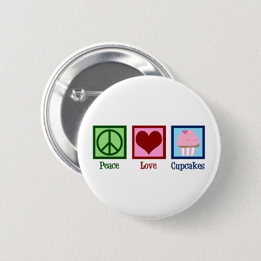 Peace Love Cupcakes Cute Baker Ronde Button 5,7 Cm (Voorkant /achterkant)
