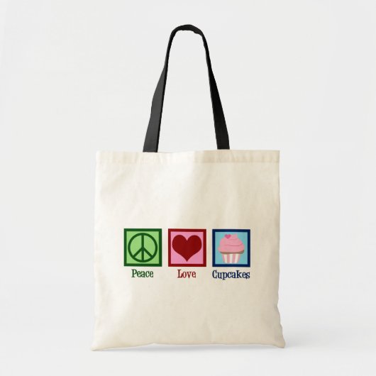 Peace Love Cupcakes Cute Baker Tote Bag (Voorkant)