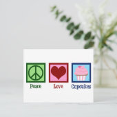 Peace Love Cupcakes Cute Cupcake Briefkaart (Staand voorkant)