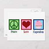 Peace Love Cupcakes Cute Cupcake Briefkaart (Voorkant / Achterkant)