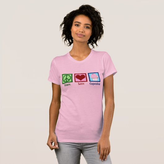 Peace Love Cupcakes Cute Cupcake T-shirt (Voorkant volledig)