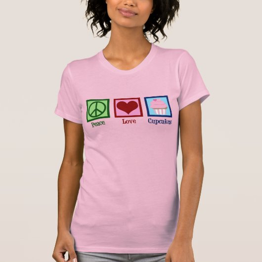 Peace Love Cupcakes Cute Cupcake T-shirt (Voorkant)