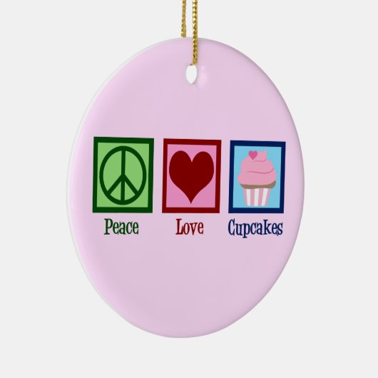 Peace Love Cupcakes Cute Pink Cupcake Baker Keramisch Ornament (Rechts)