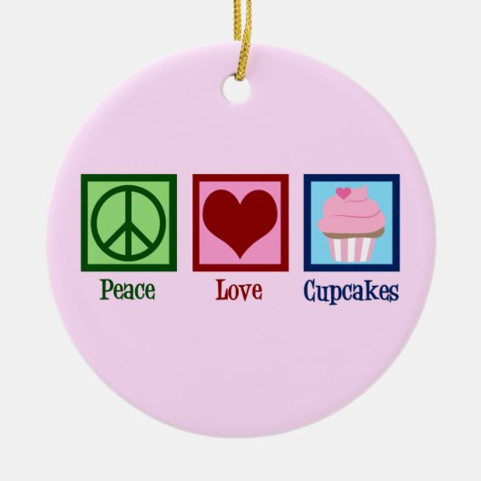 Peace Love Cupcakes Cute Pink Cupcake Baker Keramisch Ornament (Voorkant)