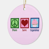 Peace Love Cupcakes Cute Pink Cupcake Baker Keramisch Ornament (Links)