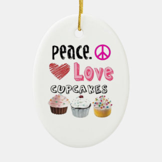 Peace Love Cupcakes kerstboomversiering Keramisch Ornament