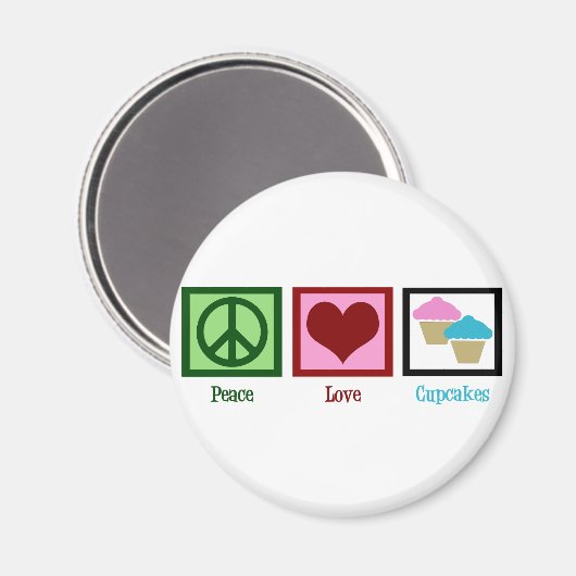 Peace Love Cupcakes Magneet (Voorkant / Achterkant)