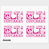 Peace Love Cupcakes Rechthoekige Sticker (Vel)