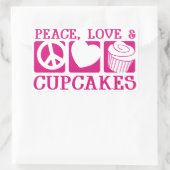 Peace Love Cupcakes Rechthoekige Sticker (Tas)