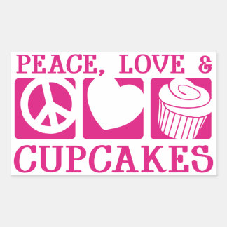 Peace Love Cupcakes Rechthoekige Sticker