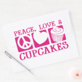 Peace Love Cupcakes Rechthoekige Sticker (Envelop)
