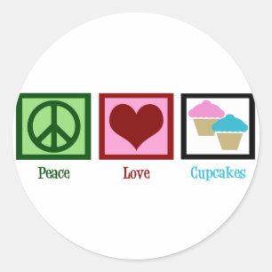 Peace Love Cupcakes Ronde Sticker